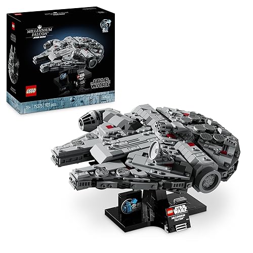 LEGO Star Wars Millenium Falcon 25th Anniversary Set for Adults, Collectible A New Hope Starship Vehicle Model Kit, Home or Office Décor, Birthday Gifts for Men, Women and Fans 75375 - Building Set