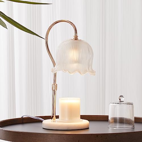 Tonyang.luu Marble Candle Warmer Lamp with Timer, Perfect Glass Wax Warmer Lamp Height Adjustable, Dimmable Candle Warming Lamp for Home Fragrance