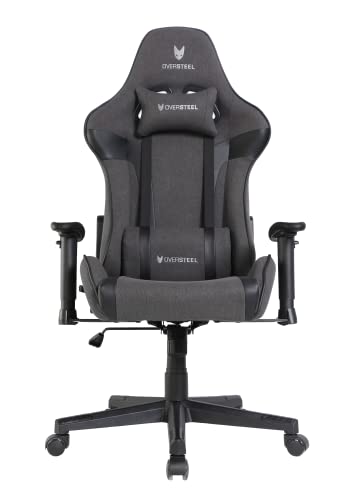 Oversteel - ULTIMET Professional Gaming Chair, Breathable Fabric, 2D Armrests, Height Adjustable, 180° Reclining Backrest, Gas Piston Class 3, Up to 120Kg, Black - Dark Grey/Black