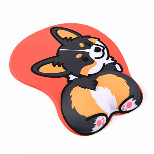 Ergonomic Mouse Pad with Gel Wrist Support 3D Funny Butt Anime Wrist Rest for Home & Office - Cute Dog - Dog_2
