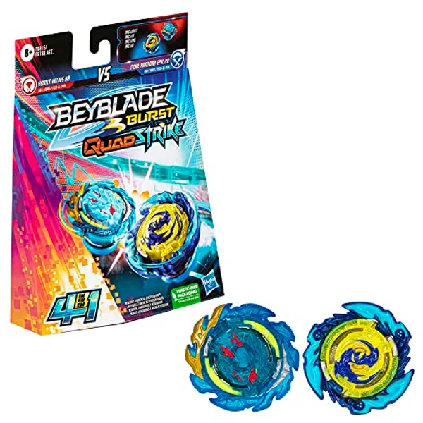 Beyblade Burst QuadStrike Komet Helios H8 and Tidal Pandora Epic P8 Spinning Top Dual Pack, 2 Battling Game Top Toy for Kids Ages 8 and Up