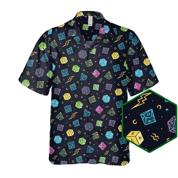 DnD Hawaiian Shirt, DnD Shirt, Dice Shirt, Dice shirt, Dungeons and dragons, Dungeon and dragon gift, DM gift, DnD Button Up