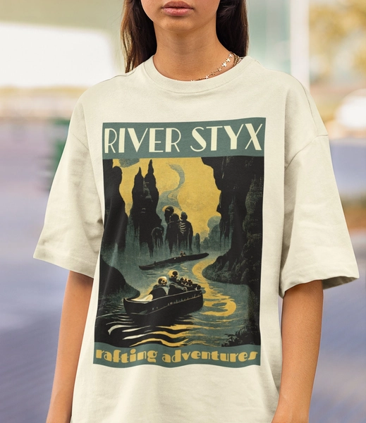 River Styx Rafting Adventures Vintage Poster Shirt Greek Mythology Shirt Dark Academia Clothing Literary Shirt Bookish Shirt Reading Shirt