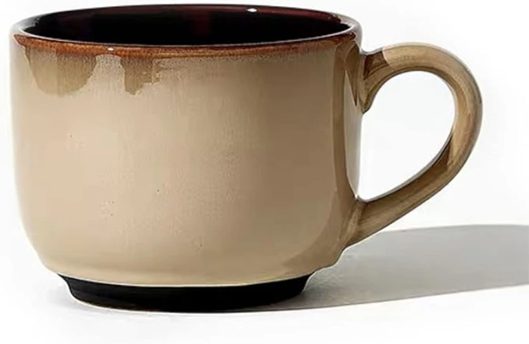 Sicaluya Extra Large Oatmeal Porcelain Mug with Handle - 24 OZ Wide Coffee Mug