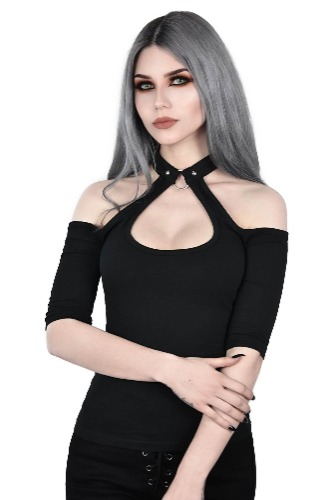 Seraphina Choker Top [B] | XXL / Black / 85% Polyamide 15% Elastane