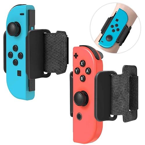 FYOUNG 2 Pack Bracelet Compatible avec Just Dance 2025 2024 2023 2022 2021 2020 Switch & OLED Model, Poignet Élastiques Réglables Compatible avec Zumba Switch - Noir - Noir