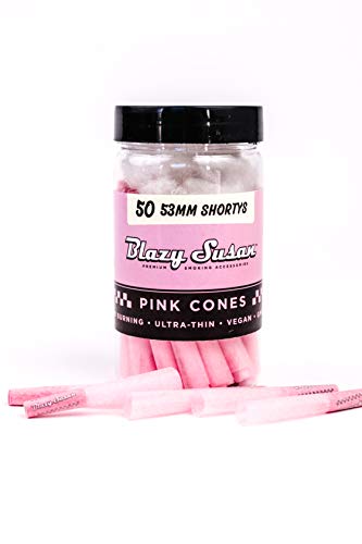 Blazy Shorty Pink Pre Rolled Cones 50ct | Vegan & Smooth Burning | Blazy Susan Quality Smoking Accessories