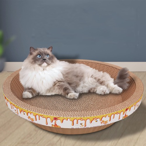 Cat Scratcher Bowl-Shaped Plate Thicken Corrugated Paper Cardboard Nest, Pets Supplier Reversible Kitty Scratching Pad Lounge Bed Interactive Toy