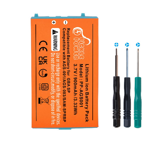 GBA SP Battery Replacement, Pickle Power 900mAh Rechargeable Lithium-ion Battery with Tool Kit Compatible With Nintendo Gameboy Advance SP Battery - 1 PCS
