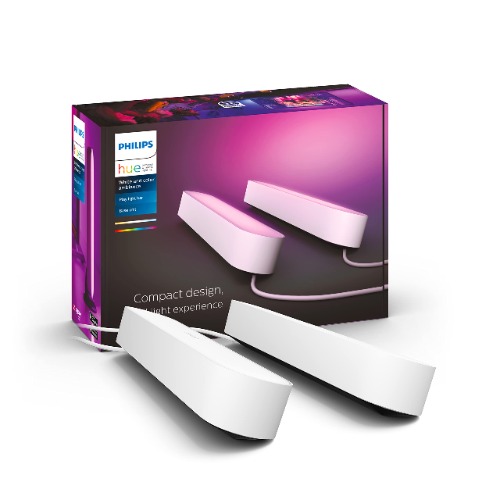 Philips Hue Play Tafellamp 2-Pack Basis Set - Duurzame LED Verlichting - Wit en Gekleurd Licht - Dimbaar - Verbind met Hue Bridge - Werkt met Alexa en Google Home - Wit - Wit