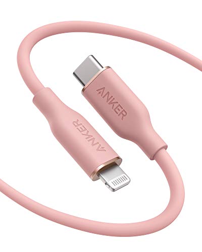 Anker USB-C to Lightning Cable, 641 Cable (Coral Pink, 6ft), MFi Certified, Powerline III Flow Silicone Fast Charging Cable for iPhone 13 13 Pro 12 11 X XS XR 8 Plus(Charger Not Included) - 6ft - Pink