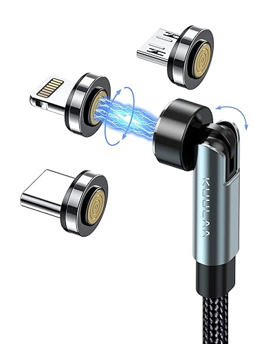 Kuulaa Chargeur Magnétique Type C, Transfert de Données Charge Rapide 3A Câble Magnetique Aimanté, Nylon 9Pin, pour Samsung Galaxy S10/S9/S8, Huawei P20, Honor, LG,Ordinateur (1M) - 1M