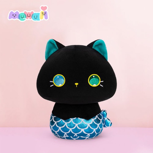 Mewaii® 8 in. Super Cute Cat Stuffed Animal Blue  Mermaid Cat Kawaii Plush Pillow Squish Toy