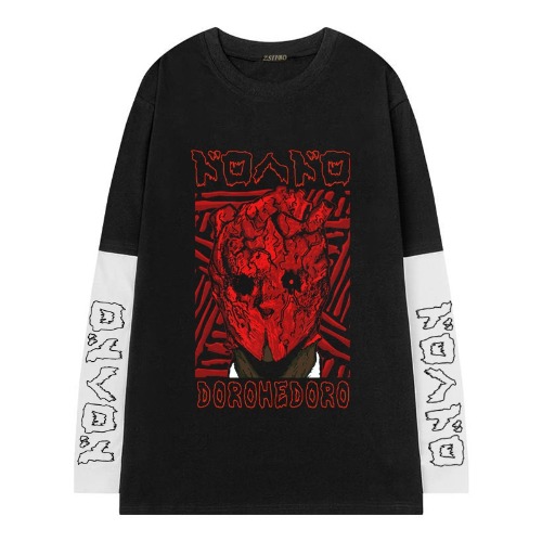 9.82US $ 41% OFF|Dorohedoro Fake two T shirt Men Novelty T Shirt Long Sleeve Cotton Anime Manga Shin black Tshirt Men's Fashion Unique Tee Tops|T-Shirts|   - AliExpress