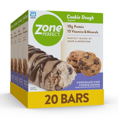 ZonePerfect Protein Bars | 10g Protein | 15 Vitamins & Minerals | Nutritious Snack Bar | Chocolate Chip Cookie Dough | 20 Bars