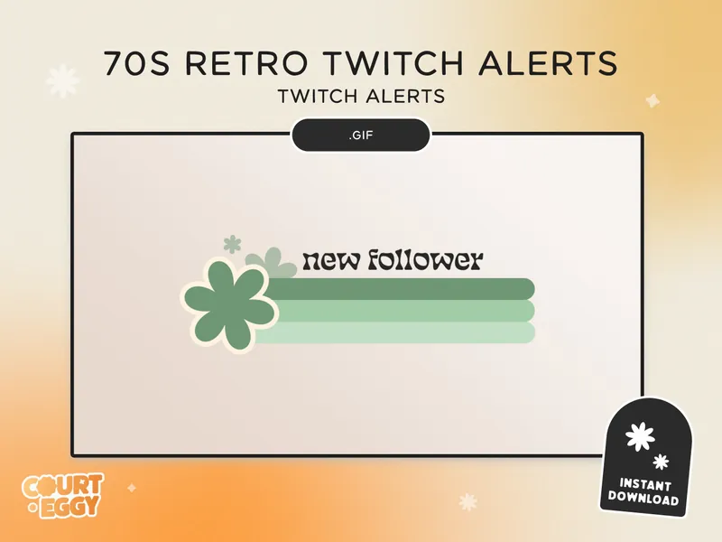 Vintage 70s Retro Twitch Alerts | Animated Twitch Alerts | Twitch Streaming Alerts | Twitch Overlay Pack | Twitch Emotes | Sage Green Emotes