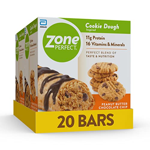ZonePerfect Protein Bars, 16 vitamins & minerals, 11g protein, Nutritious Snack Bar, Peanut Butter Chocolate Chip Cookie Dough, 20 Count - Peanut Butter Chocolate Chip Cookie Dough