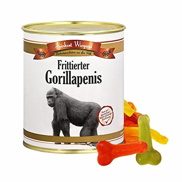 4you Design Gorillapenis frittiert Feines aus der Dose – Scherzartikel zum Vatertag, Muttertag oder 1. April – Geschenkidee für Erwachsene zum Geburtstag – Pimmel Fruchtgummis – 1x 200g - Gorillapenis - 1-er