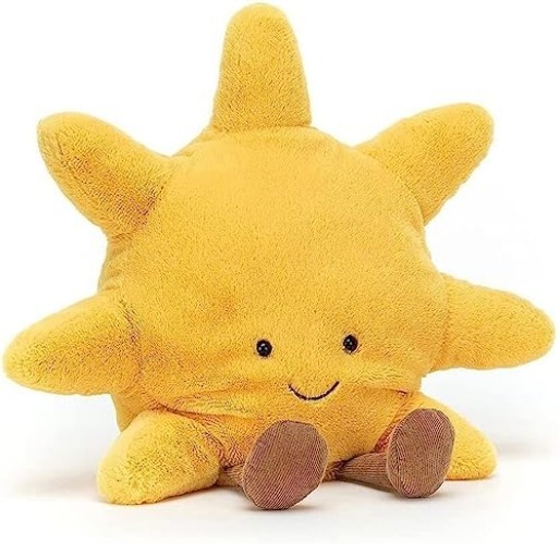 LONGRUSH Amuseable Sun, Yellow Fun Sun Plush Stuffed Toy, Kawaii Summer Sunshine Plushie, Sun Shape Soft Plush, Car Pillow Neck Pillow Plush Toy, Kid Stuffed Star Toy-13.7in *00* - 13.7inch - Yellow