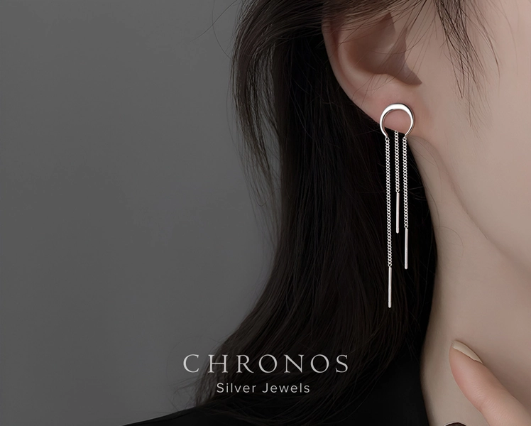 Moon Chain Threader Earrings