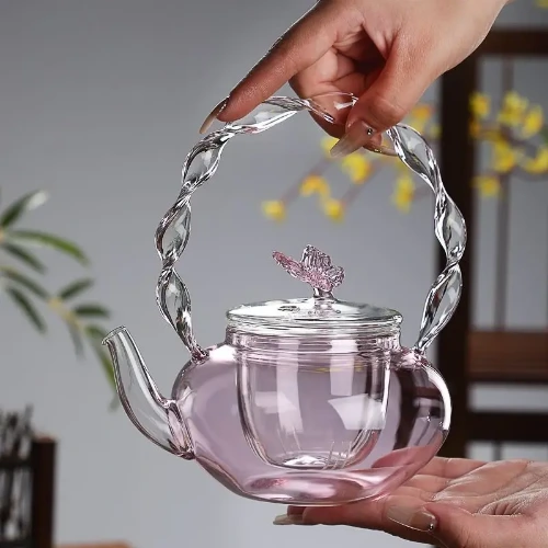 700ML Pink Butterfly Glass Coffee Pot Tea Pot Electric Ceramic Stove Glass Tea Pot High Temperature Resistant Tea Pot - AliExpress 15
