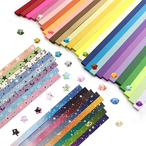 Wartoon Double Sided Origami Stars Paper and Single Sided Pentagram and Starry Sky Paper Set, 2150 Sheets - 3