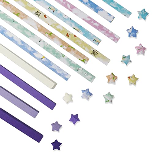 Ctpeng Origami Star Paper 670 Sheets 11 Colors Lucky Paper Star,Cute Folding Star Paper Strips,Heart Folding Paper Star for DIY Crafts Scrapbook Arts Work
