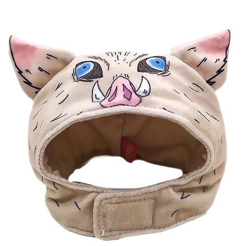 Inosuke Cosplay Cat Hat Demon Slayer Cosplay Pet Costume Small Dog Oufit Halloween (Headgear, One Size) - Headgear - One Size