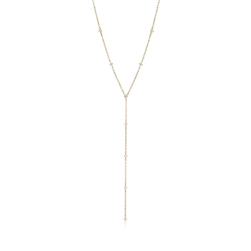 CZ STUDDED LARIAT - 14k Gold Plated Sterling Silver