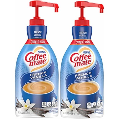 Nestle Coffee-mate Coffee Creamer, French Vanilla, Liquid Pump Bottle, 50.7 Fl Oz (Pack of 2) - 1.5 l (Pack of 2) - Blue