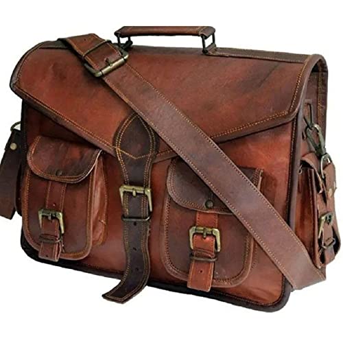 MONTEXOO Handmadecraft Leather Unisex Real Leather Messenger Bag for Laptop Briefcase Satchel - Messenger Bag 16 Inch