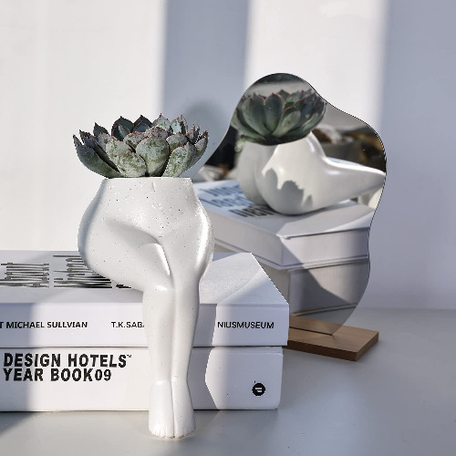 FROZZUR Female Body Form Planter Body Shaped Art Flower Pots with Drainage Hole, Resin Flower Planters for Indoor Outdoor, Female Lower Body with Butt, Legs and Feet, Modern Boho Christmas Decoration - Small Leg White