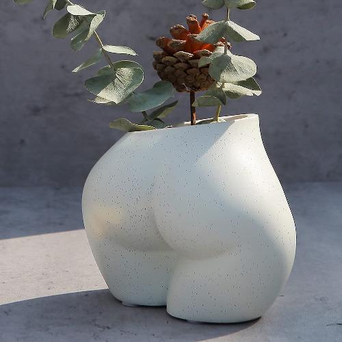 FROZZUR Lower Body Pot, Cute Sculpture Decor, Female Body Shaped Resin Flower Planter with Drainage Holes, Christmas Modern Boho Chic Butt Planter for Indoor & Outdoor Plants - Small-Lower White Small
