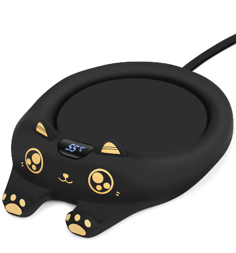 TAMA Mug Warmer,Coffee Warmer for Desk Coffee Cup Warmer Auto Shut Off,Smart Candle Warmer with 3 Temp Settings,Electric Beverage Warmer Plate for Coffee,Cocoa,Tea,Water and Milk (Not Include Cup) - Adorable Black