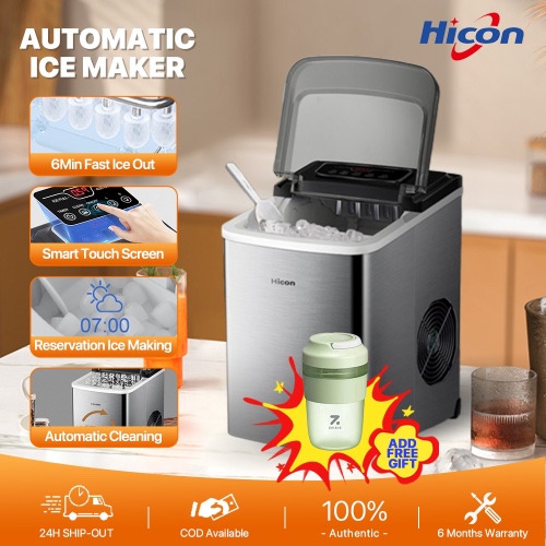 Hicon Portable Ice Maker Machine Automatic Household Smart Touch Screen Ice Cube Maker 15KG/24H | Shopee Philippines