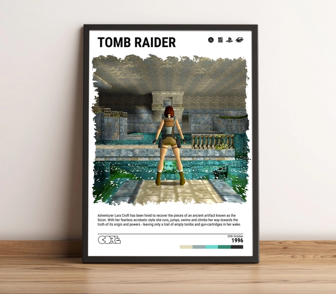 Tomb Raider 1 (1996) Poster - Video Game Art Print - Gaming Gift - A5-A4-A3-A2-A1 Unframed Canvas for Frame or Hanger