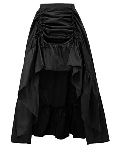 Scarlet Darkness Women's Gothic Steampunk Skirt Victorian High-Low Bustle Skirt - Small - Black