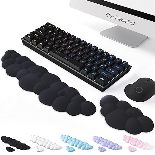 Keyboard Cloud Wrist Rest, Palm Rest Desk Could Wrist Pad, Ergonomic Wrist Rest for Computer Keyboard Support for Pain Relief, Mouse Pad Rest Support for Office/Computer/Laptop/Gaming/Mac,Black - Cloud Wrist Rest -Black