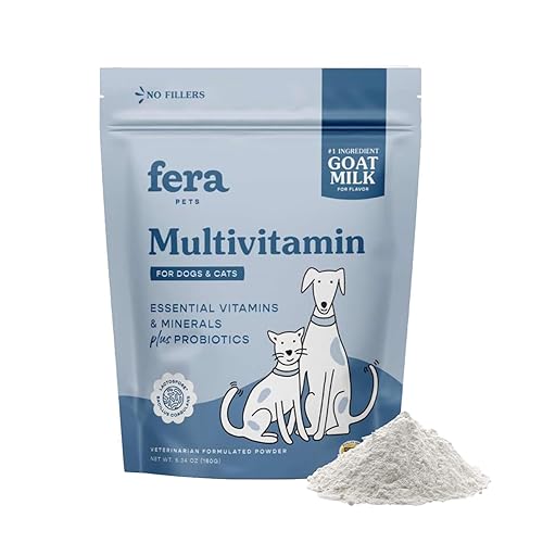 Fera Pet Organics Multivitamin Goat Milk Cat & Dog – Vet Created - Cat & Dog Multivitamin - Probiotics & Essential Vitamins & Minerals–60 Servings - Multivitamin