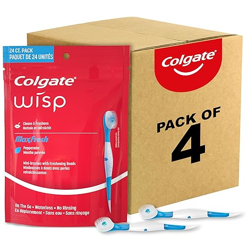 Colgate Max Fresh Wisp Disposable Mini Travel Toothbrushes, Peppermint, 24 Count (Pack of 4) - 24 Count (Pack of 4)