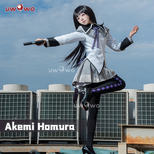 Uwowo Collab Series: Up to 4XL Anime Puella Magi Madoka Magica Akemi Homura Cospaly Costume | 【Pre-sale】S