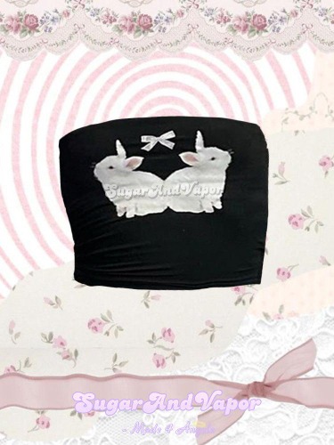 Coquette Bunny Print Tube Top | Black / S