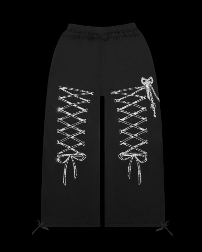 CONFESSIONS RHINESTONE OVERSIZED SWEATPANTS BLACK | S