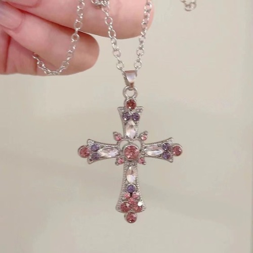Cross Diamond Gothic Necklace Design Clavicle Chain | Cross Diamond Necklace