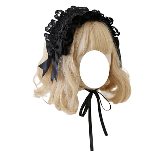 TTYAO REII Women's Lolita Headband Black Lace Maid Hairband Hair Accessories Girls Gothic Headdress for Cosplay Costume Party - Black