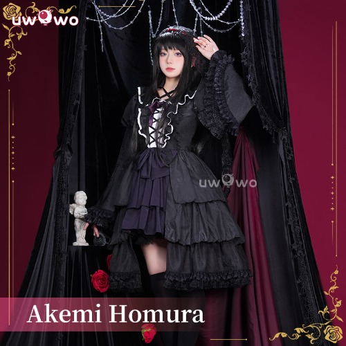 Uwowo Collab Series: Anime Puella Magi Madoka Magica Akemi Homura Black Dress Cosplay Costume | 【Pre-sale】S