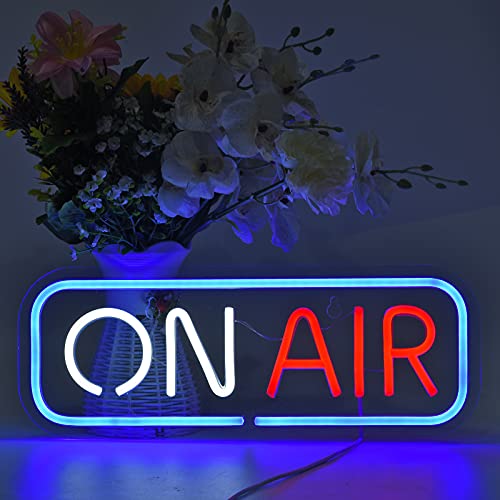 ON AIR Neon Sign Neon LED Night Lights USB Connected Decorative Signs Room Bar Pub Store Club Garage Home Party Wall Art Decoration - Blue+Red+White