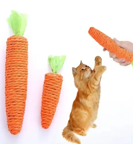 Juguete para gatos con sonido de zanahoria, rascador de cuerda de papel resistente a mordeduras