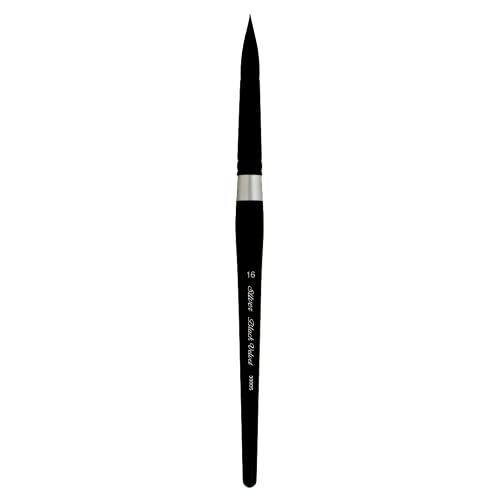 Silver Brush Limited 3000S16 Black Velvet Round Brush for Watercolor, Size 16, Short Handle - Size - 16