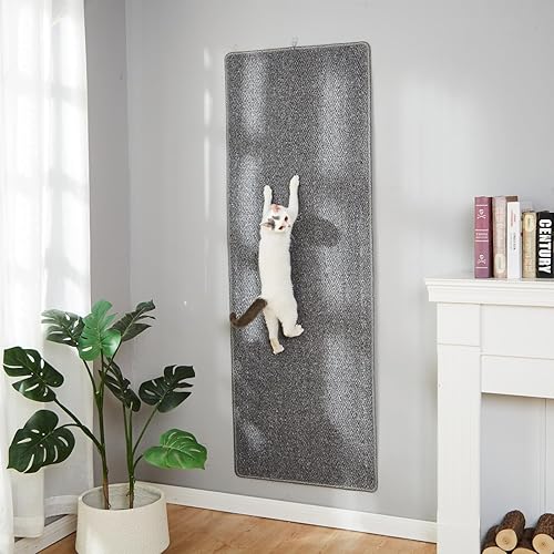 SHENGOCASE 67"x 23.6" Thickened Cat Wall Climbing Carpet, Cat Wall Furniture Scratcher, Scratching Post, Couch Sofa Protector (Grey) - Grey - Wall